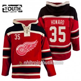 Barn Ishockey Detroit Red Wings Jimmy Howard 35 Röd Sawyer Hooded Sweatshirt